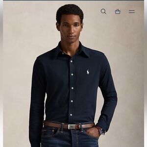 Ralph Lauren Men's Featherweight Mesh Shirt | Blue Button Down Shirt | Size S